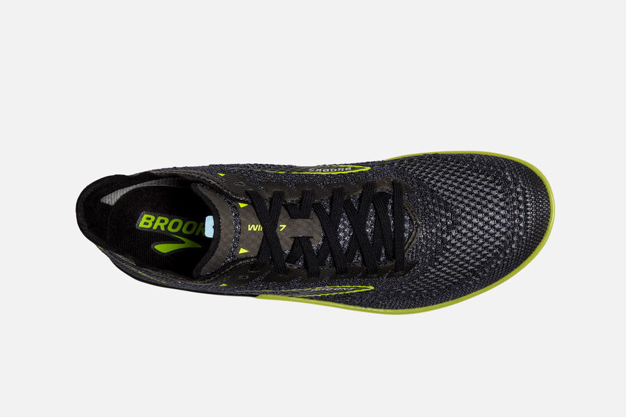 Wire v7 Brooks Spikes Shoes NZ Mens - Black/Green - IKHVWQ-856